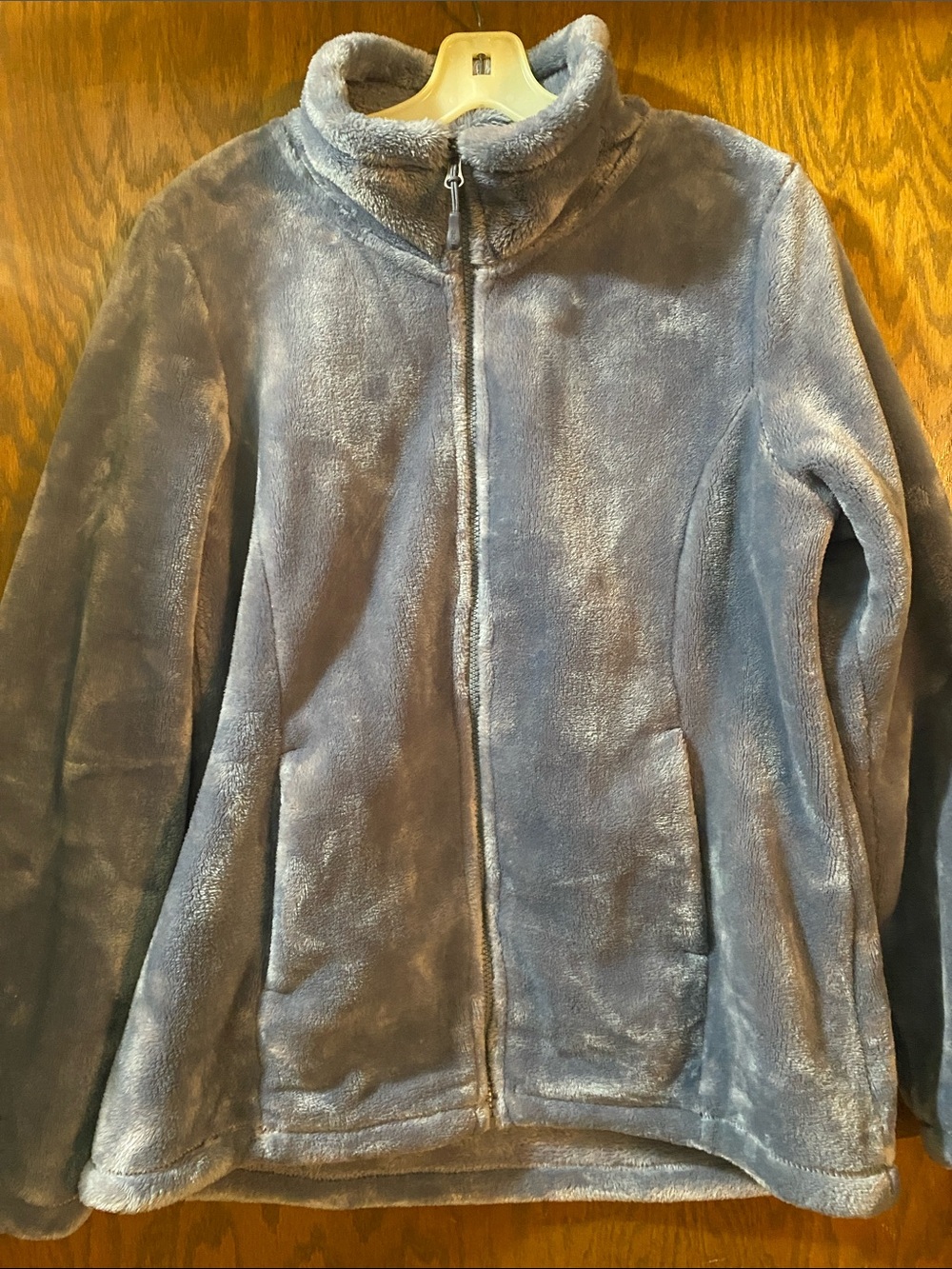 32 Degree Heat Cozy Plush Zip-Up Jacket in Dusty Blue